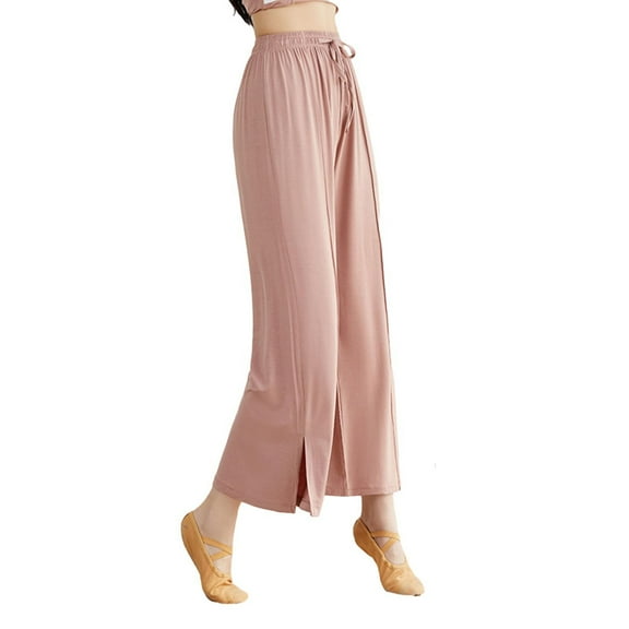 Lmnyox Women’s Loose Yoga Capris Wide Leg Elastic Waist Drawstring Cropped Pants Summer Casual Flowy Trousers