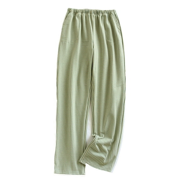 Lmnyox Women's Lounge Pants Wide Leg Elastic Waist Plaid Trousers Fall Winter Casual Pajama Pants with Pocket