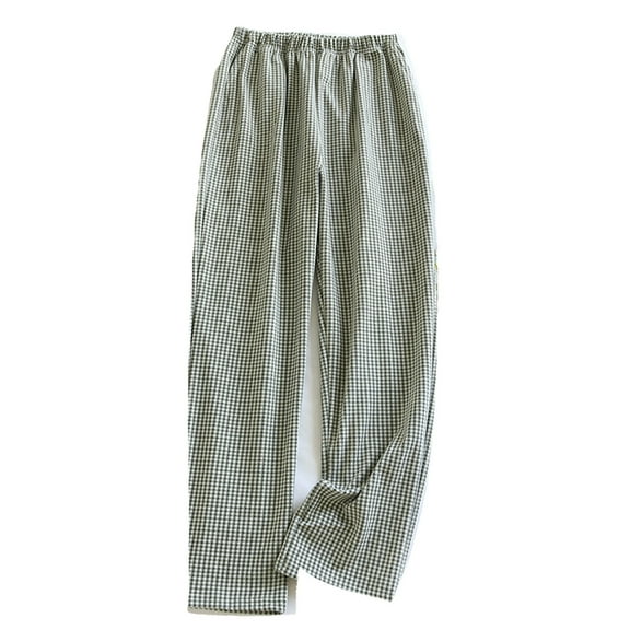 Lmnyox Women's Lounge Pants Wide Leg Elastic Waist Plaid Trousers Fall Winter Casual Pajama Pants with Pocket