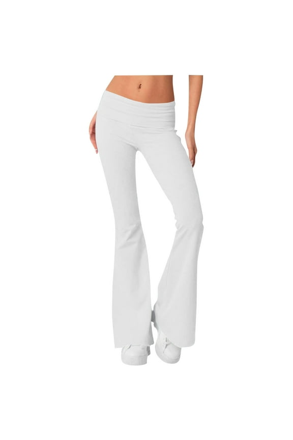 Women's Low Rise Leggings Slim Flare Leg Bootcut Yoga Pants Side Slit Casual Athletic Leggings