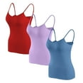 thumbnail image 1 of Lmnyox Women's Padded Camisoles Breathable Soft Undershirt Comfortable Spaghetti Strap Camis Tank Top 3 Pack, 1 of 5