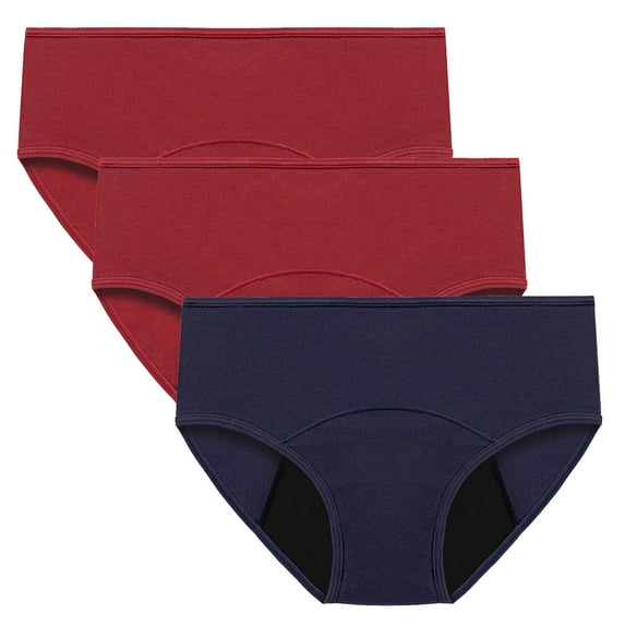 Lmnyox Women's Plus Size Panties 3 Pack Full Coverage Leakproof Briefs Soft Breathable Underwear Solid Color