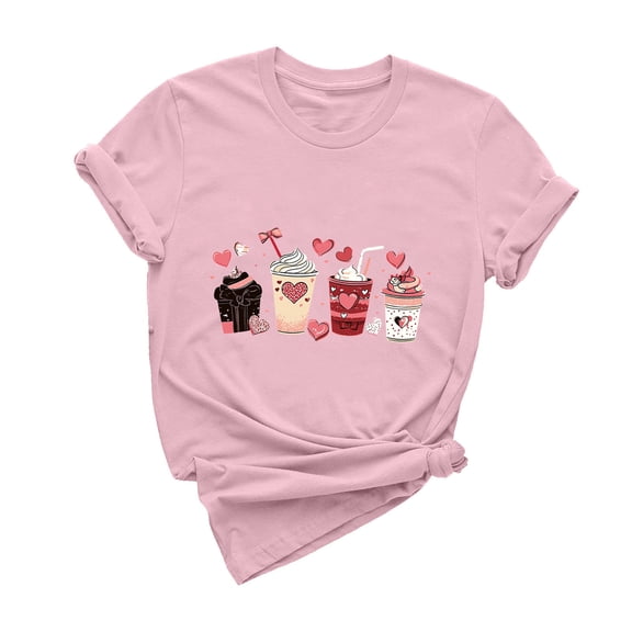 Lmnyox Women's Print Shirts Fashion Short Sleeve Crew Neck Graphic Tee Shirt Spring Summer Trendy Tee Shirt