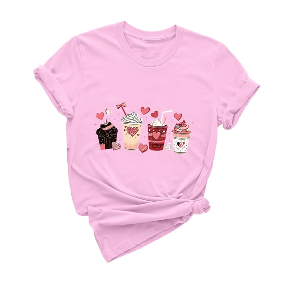 Lmnyox Women's Print Shirts Fashion Short Sleeve Crew Neck Graphic Tee Shirt Spring Summer Trendy Tee Shirt