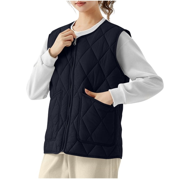 Lmnyox Women's Puffer Vest Lightweight Sleeveless Zip Up Vest Jacket with Pocket Fall Winter Quilted Vest