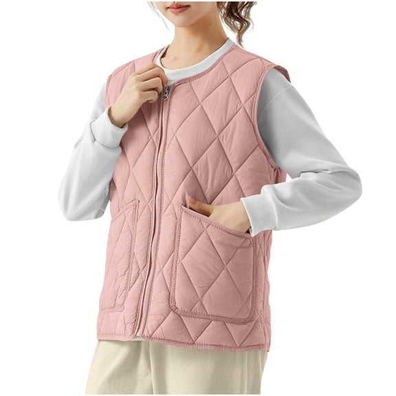 Lmnyox Women's Puffer Vest Lightweight Sleeveless Zip Up Vest Jacket with Pocket Fall Winter Quilted Vest