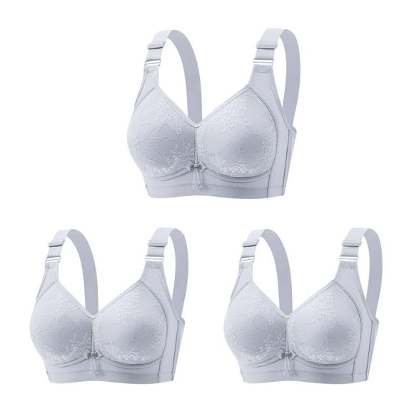 Lmnyox Women's Push Up Bras 3 Pack Breathable Full Coverage Support Bra Wireless Large Size Everyday Bra with Adjustable Strap