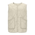 thumbnail image 1 of Lmnyox Women's Quilted Vest Button Down Sleeveless Thermal Vest Jacket with Pocket Plus Size Solid Vest Outerwear, 1 of 7