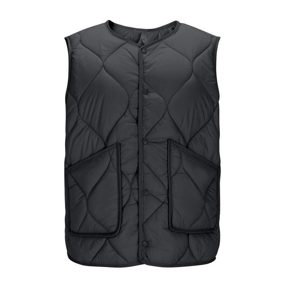 Lmnyox Women's Quilted Vest Button Down Sleeveless Thermal Vest Jacket with Pocket Plus Size Solid Vest Outerwear