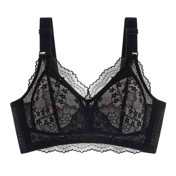 Lmnyox Women's Fashion Bras Breathable See Through Lace Bralettes with Adjustable Strap Wireless Push Up Everyday Bra