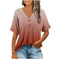 thumbnail image 1 of Lmnyox Women's Shirts Flowy 3/4 Length Sleeve V Neck Button Casual Summer Tops 2025 Fashion Loose Tunic Tops, 1 of 6