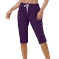 thumbnail image 1 of Lmnyox Women's Soft Capris Elastic High Waist Drawstring Capri Pants with Pocket Summer Casual Running Pants, 1 of 7