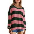 thumbnail image 1 of Lmnyox Women's Striped Shirts Baggy Long Sleeve Crew Neck T Shirt Fall Fashion Pullover Tops Casual Clothes, 1 of 7