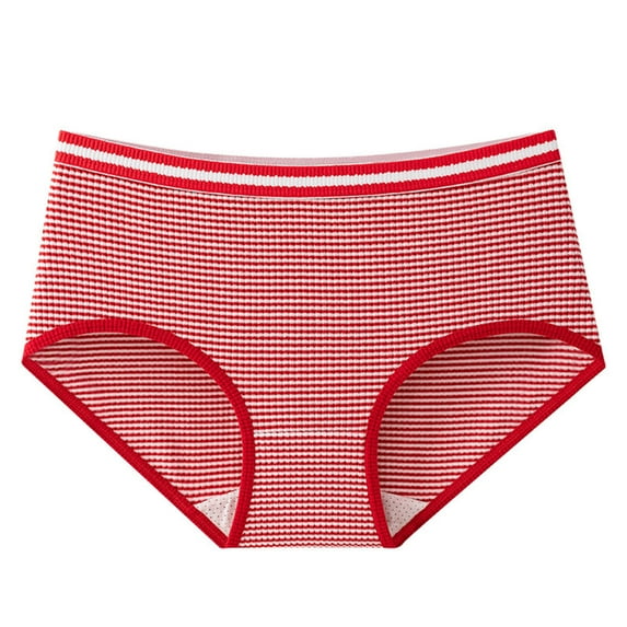 Lmnyox Women's Striped Underwear Breathable Soft Cotton Briefs Comfortable Full Coverage Panties Plus Size