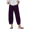 thumbnail image 1 of Lmnyox Women's Summer Capri Pants Wide Leg Elastic Waist Capris with Pocket Lightweight Casual Capris, 1 of 5
