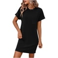 thumbnail image 1 of Lmnyox Women's Summer Casual Mini Dress Short Sleeve Round Neck Dress with Pocket Lightweight Sundress, 1 of 1