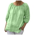 thumbnail image 1 of Lmnyox Women's Summer Fall Casual Tops Ruffle Round Neck 3/4 Sleeve Shirts Oversized Pullover Blouses, 1 of 6