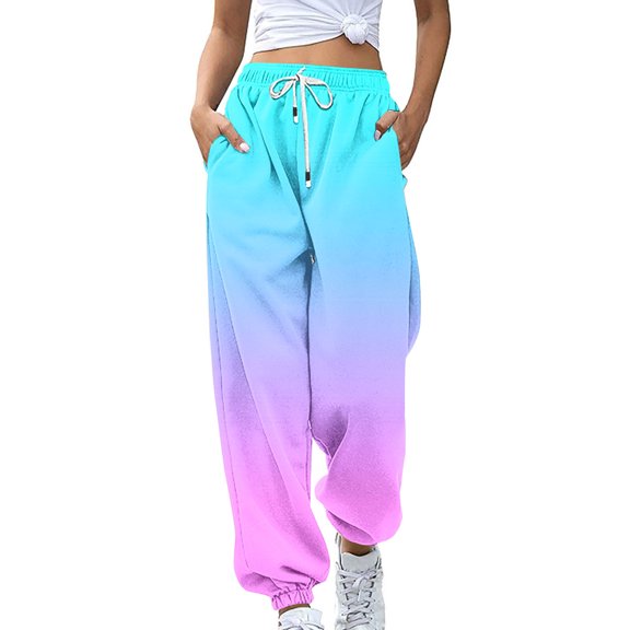 Lmnyox Women's Sweatpants Loose Cinch Bottom Colorful Jogger Pants High Waist Drawstring Athletic Pants with Pocket