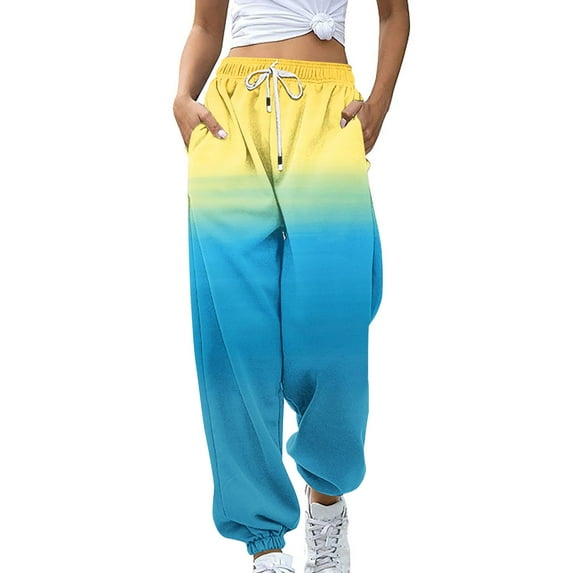 Lmnyox Women's Sweatpants Loose Cinch Bottom Colorful Jogger Pants High Waist Drawstring Athletic Pants with Pocket