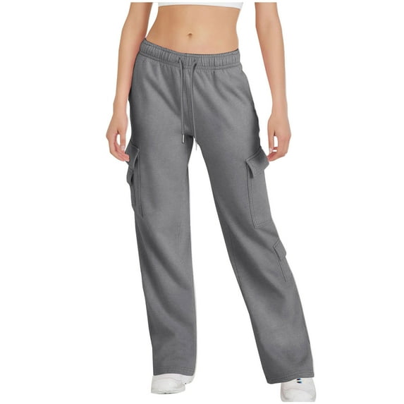 Lmnyox Women's Sweatpants Soft Wide Leg High Waist Athletic Trousers Fall Comfy Drawstring Lounge Pants with Pocket