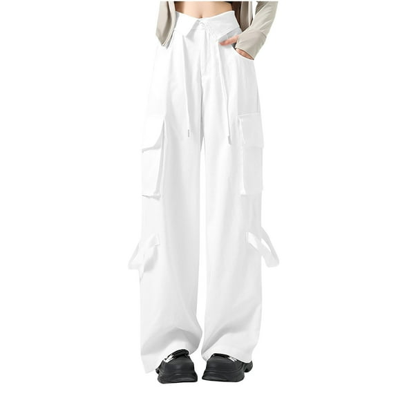 Lmnyox Women's Sweatpants Wide Leg Stretchy Cargo Pants Soft Elastic Waist Drawstring Joggers with Pocket