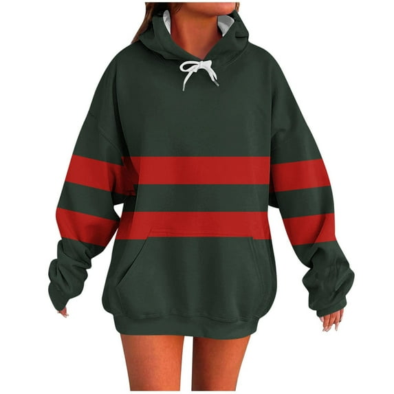 Lmnyox Women's Sweatshirt Fashion Color Block Casual Long Sleeve Drawstring Hoodies Loose Pullover with Pocket