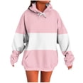thumbnail image 1 of Lmnyox Women's Sweatshirt Fashion Color Block Casual Long Sleeve Drawstring Hoodies Loose Pullover with Pocket, 1 of 6