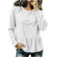 thumbnail image 1 of Lmnyox Women's Sweatshirts Crew Neck Solid Color Peplum Long Sleeve Pullover Fall Fashion Sweatshirts, 1 of 6