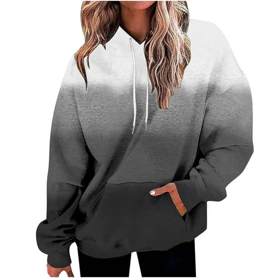 Lmnyox Women's Sweatshirts Long Sleeve Print Hoodies with Pocket Fall Casual Oversized Drawstring Pullover Fashion Clothes