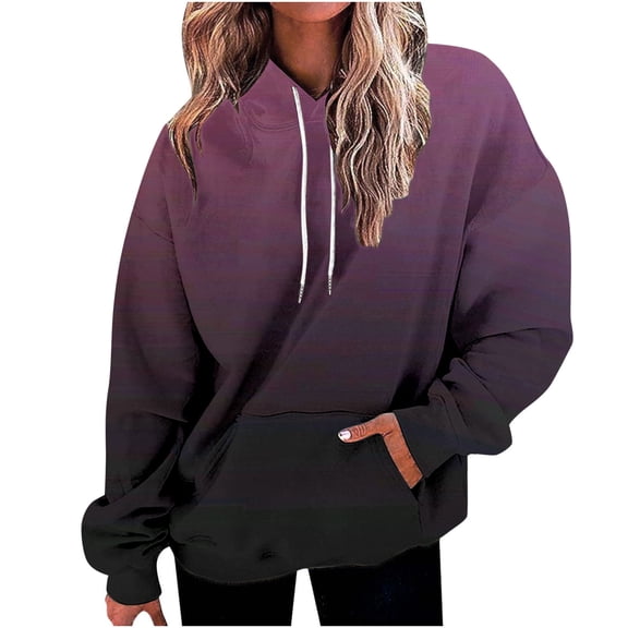 Lmnyox Women's Sweatshirts Long Sleeve Print Hoodies with Pocket Fall Casual Oversized Drawstring Pullover Fashion Clothes