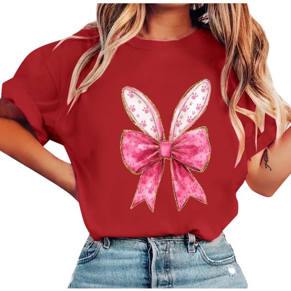 Lmnyox Women's T Shirt Cute Print Short Sleeve Graphic Tee Casual Fashion Crew Neck Summer T Shirt Outfits