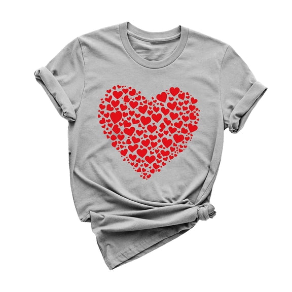 Lmnyox Women's T Shirt Heart Graphic Print Fashion Tee Short Sleeve Crew Neck Vacation Shirts Clothes 2025