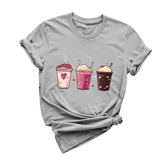 Lmnyox Women's T Shirt Heart Graphic Print Fashion Tee Short Sleeve Crew Neck Vacation Shirts Clothes 2025