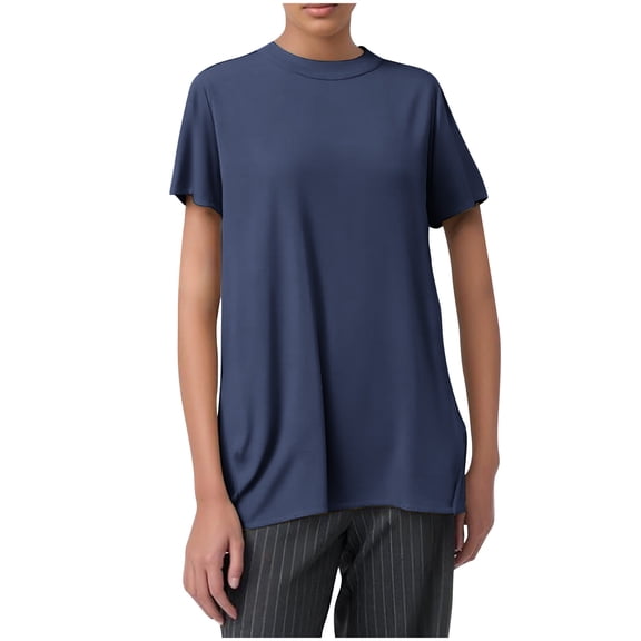 Lmnyox Women's T Shirts Short Sleeve Summer Casual Basic Plain Shirts Crew Neck Loose Fashion Workout Tees Tops