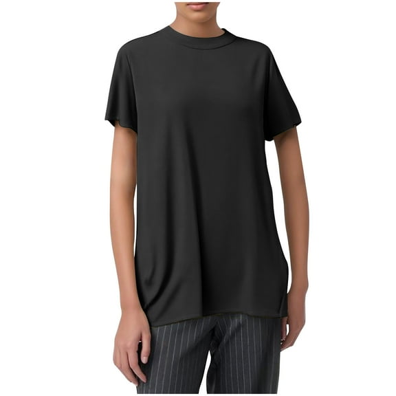 Lmnyox Women's T Shirts Short Sleeve Summer Casual Basic Plain Shirts Crew Neck Loose Fashion Workout Tees Tops