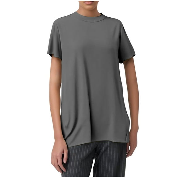 Lmnyox Women's T Shirts Short Sleeve Summer Casual Basic Plain Shirts Crew Neck Loose Fashion Workout Tees Tops