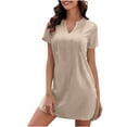thumbnail image 1 of Lmnyox Women's T-shirt Dress Short Sleeve V Neck Mini Dress Summer Casual Vacation Short Sundress, 1 of 5