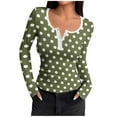 thumbnail image 1 of Lmnyox Women's Trendy Shirts Long Sleeve Scoop Neck Button Tops Slim Fashion Print Going Out Tee Outfits, 1 of 6