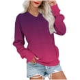 thumbnail image 1 of Lmnyox Women's V Neck Sweatshirt with Pocket Fashion Casual Long Sleeve Print Pullover Tops Fall Winter Shirt, 1 of 5