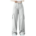 thumbnail image 1 of Lmnyox Women's Wide Leg Cargo Pants Fashion Elastic Cargo Trousers with Pocket Lightweight Lounge Pants, 1 of 6