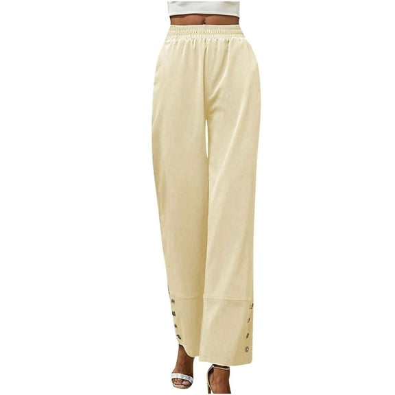 Lmnyox Women's Wide Leg Dressy Pants High Waist Business Work Trousers Casual Office Suit Pants with Pocket