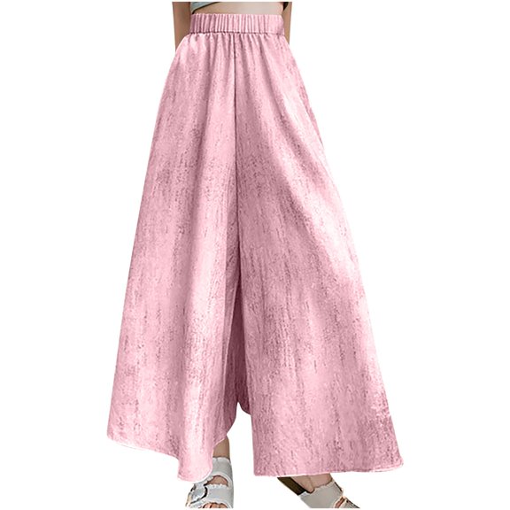 Lmnyox Women's Wide Leg High Waist Pants Baggy Fall Fashion Palazzo Pants with Pocket Flowy Lounge Pants