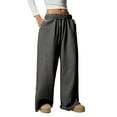 thumbnail image 1 of Lmnyox Women's Wide Leg Sweatpants Baggy Elastic Waist Drawstring Sport Trousers Solid Loose Joggers with Pocket, 1 of 9