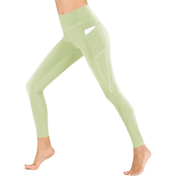 Lmnyox Women's Yoga Leggings with Pocket High Waist Full Length Workout Leggings Solid Athletic Leggings