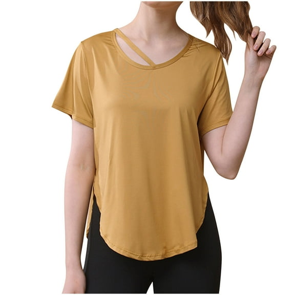 Lmnyox Women's Yoga Workout Shirts Breathable Side Slit Athletic T Shirt Summer Training Sport Pullover Tee