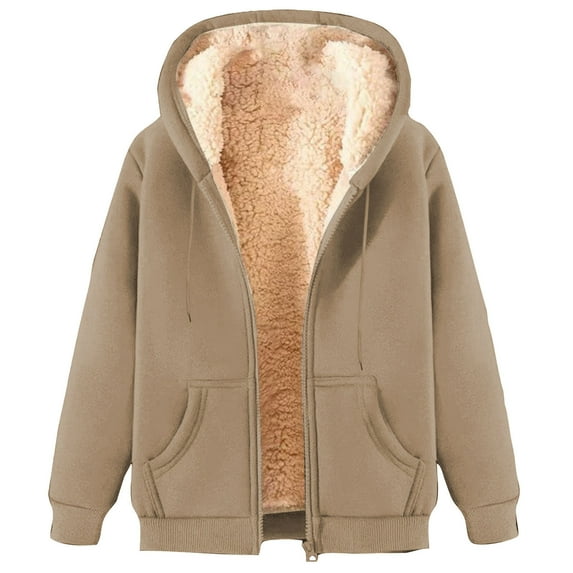 Lmnyox Women's Zip Up Fleece Hoodies Thick Warm Long Sleeve Hooded Jacket with Pocket Thermal Sweatshirt Outerwear