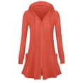 thumbnail image 1 of Lmnyox Women's Zip Up Long Jacket Solid Long Sleeve Hooded Cardigan Fashion Casual Coat Outerwear with Pocket, 1 of 5