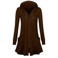 thumbnail image 1 of Lmnyox Women's Zip Up Long Jacket Solid Long Sleeve Hooded Cardigan Fashion Casual Coat Outerwear with Pocket, 1 of 5