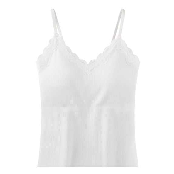 Lmnyox Womens Lace Camisoles with Built in Bra V Neck Spaghetti Strap Sleeveless Tank Tops Summer Fashion Shirts