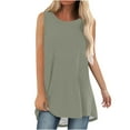 thumbnail image 1 of Lmnyox Womens Tank Tops Flowy Crew Neck Sleeveless Shirts Summer Casual Fashion Solid Color Tunic Blouses, 1 of 6